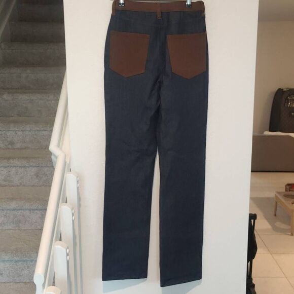 WeWoreWhat Jeans Womens Size 26 Dark Wash Straight High Rise Blue Brown - Picture 8 of 12